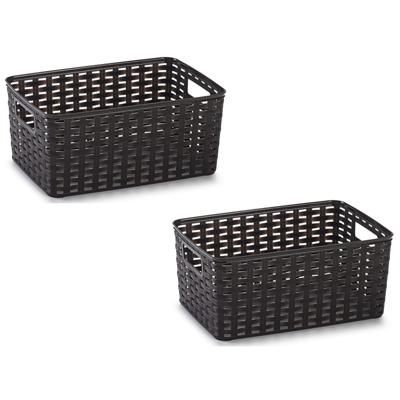 Opbergmand - 5x - Kastmand - rotan kunststof - donkerbruin - 10 Liter - 22 x 33 x 16 cm