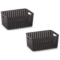 Opbergmand - 5x - Kastmand - rotan kunststof - donkerbruin - 10 Liter - 22 x 33 x 16 cm