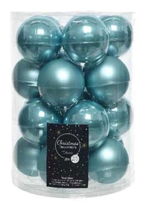 Kerstbal glas artic blauw 20st