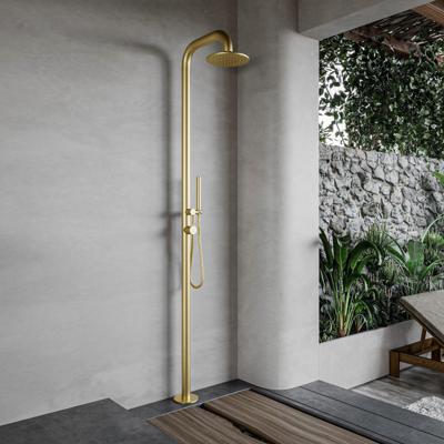 Buitendouche vrijstaand Fortifura Outdoor Deluxe Regendouche Met Handdouche Geborsteld Messing Fortifura