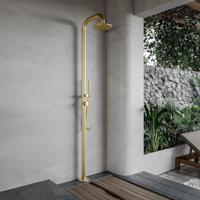 Buitendouche vrijstaand Fortifura Outdoor Deluxe Regendouche Met Handdouche Geborsteld Messing Fortifura