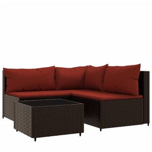 The Living Store Loungeset The Living Store Bruine Hoekbank - 63 x 63 x 57.5 cm - PE-rattan