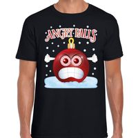 Fout kerst shirt Angry balls zwart voor heren - thumbnail