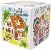 Blond Amsterdam spaarpot aardewerk even bijkletsen 11.5x11.5x11.5cm multi