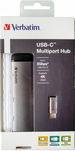 Verbatim USB 3.2 Gen 1 multiport hub, USB-C > 2x USB-A + USB-C + HDMI usb-hub PD, opladen tot 100 watt