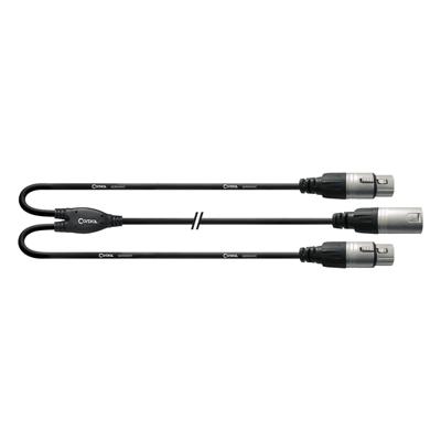 Cordial CFY0.3MFF Y-Adapterkabel Splitkabel XLR Male naar 2x XLR Female 30cm