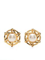 CHANEL Pre-Owned boucles d'oreilles clips à perles artificielles (1954-1971) - Vert