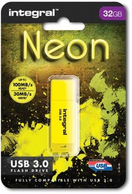 Integral Neon USB 3.0 stick, 32 GB, geel