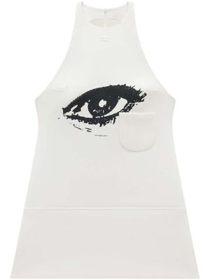 Courrèges robe courte sans manches à imprimé graphique - Blanc