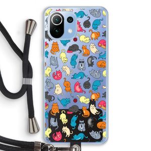 Kleurrijke katten: Xiaomi Mi 11 Lite Transparant Hoesje met koord