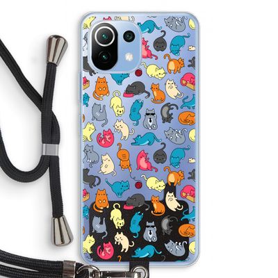 Kleurrijke katten: Xiaomi Mi 11 Lite Transparant Hoesje met koord