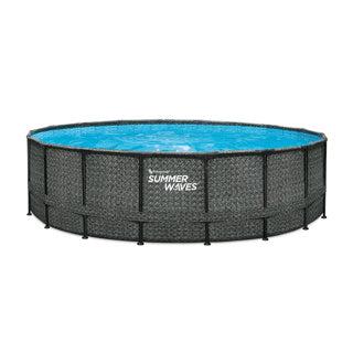 Summer Waves zwembad elite frame 549 x 132 cm dark herringbone + zandfilterpomp