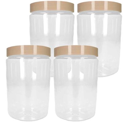 Voorraadpot/bewaarpot - 6x - 450 ml - kunststof - beige - B7 x H13 cm