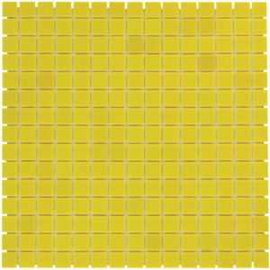 Tegelsample: The Mosaic Factory Amsterdam vierkante glasmozaïek tegels 32x32 geel