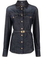 Balmain chemise en jean à taille ceinturée - Bleu