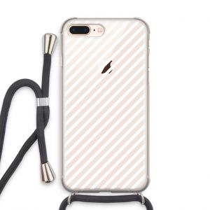 Strepen zwart-wit: iPhone 7 PLUS Transparant Hoesje met koord
