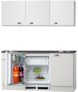 Keukenblok wit hoogglans 180 cm incl inbouw koelkast RAI-509