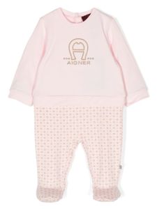 Aigner Kids grenouillère en coton à logo brodé - Rose