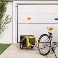 Hondenfietstrailer oxford stof en ijzer geel en grijs