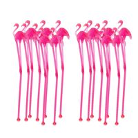 Roerstaafjes - 24x - met flamingo - 19 cm - herbruikbare cocktailroerders