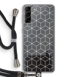 Zwart-witte kubussen: Samsung Galaxy S21 Plus Transparant Hoesje met koord