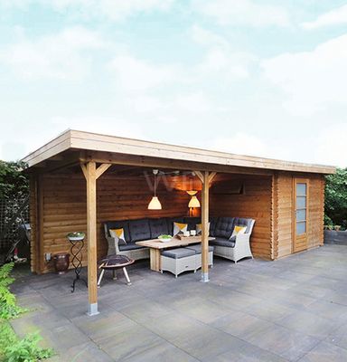 Woodpro Ochten Tuinhuis 700x300 cm 28 mm vuren blank- Plat dak- Onbehandeld vurenhout- Woodpro