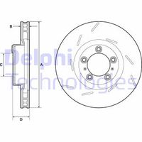 Remschijf DELPHI, Remschijftype: Geventileerd, Inbouwplaats: Links, u.a. für Porsche
