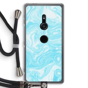 Waterverf blauw: Sony Xperia XZ2 Transparant Hoesje met koord