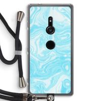 Waterverf blauw: Sony Xperia XZ2 Transparant Hoesje met koord