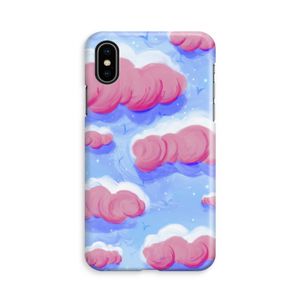 Roze wolken met vogels: iPhone X Volledig Geprint Hoesje