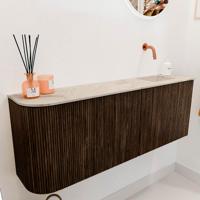 Toiletmeubel Mondiaz Joya Dlux | 111.6 cm | Meubelkleur Walnut | Faye wastafel Frappe Wasbak Rechts | Zonder kraangat(en)
