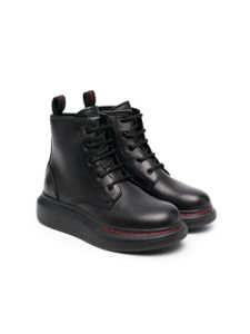 Alexander McQueen Kids bottines en cuir à lacets - Noir