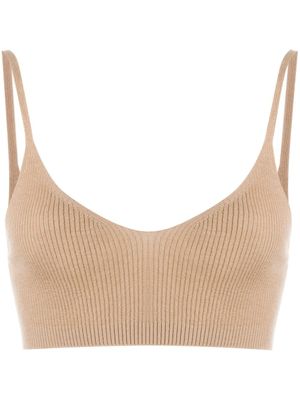 Cashmere In Love haut crop nervuré - Tons neutres