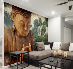 Zen ruimte fotobehang Boeddha hout