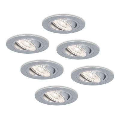 HOFTRONIC™ 6x Chandler LED platte inbouwspot (35mm)- 3.8 Watt 270lm - Daglicht wit 6000K - GU10 LED module - Dimbaar - IP20 - kantelbaar