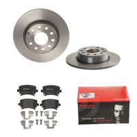 Remmenset, remschijf BREMBO, Remschijftype: Massief, Inbouwplaats: Achteras, u.a. für Skoda, Audi, VW, Seat