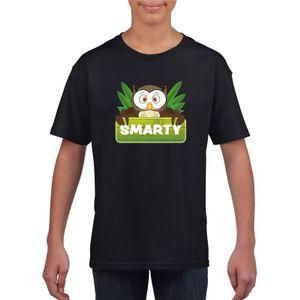 Uilen dieren t-shirt zwart voor kinderen