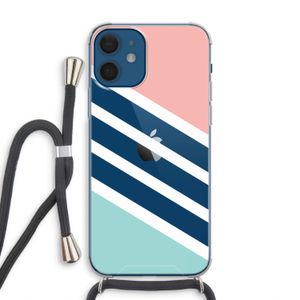 Strepen pastel: iPhone 12 Transparant Hoesje met koord