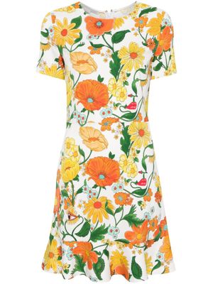 Stella McCartney robe péplum à fleurs - Blanc