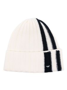 Emporio Armani bonnet en maille intarsia - Blanc