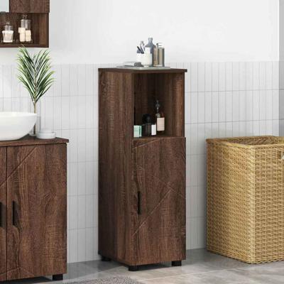 Badkamer Kast bruin eikenkleur 30 x 35 x 95 cm Bewerkt hout