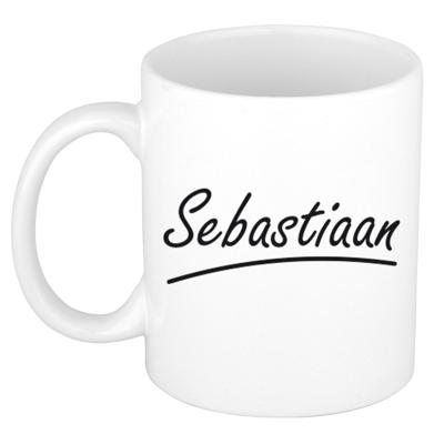 Sebastiaan Naam koffiemok - beker - met sierlijke letters - wit - 300 ml - Cadeau - Heren Sebastiaan Naam koffiemok - beker - met sierlijke letters - wit - 300 ml - Cadeau - Heren