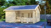 Chalet Edelweiss 600x510 cm incl. vloer, ramen en deuren- Zadeldak- Onbehandeld vurenhout- Van Kooten - Van Kooten