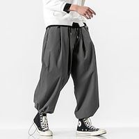 Voor heren Broek zakkerig Harembroek Vrijetijdsbroek Baggy harembroeken Zak Breed Been Been trekkoord Effen Kleur Comfort Sport Dagelijks Streetwear Casual / sportief Zwart Grijs Micro-elastisch Lightinthebox - thumbnail