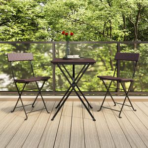 Bistrostoelen 2 st inklapbaar poly rattan en staal bruin