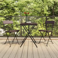 Bistrostoelen 2 st inklapbaar poly rattan en staal bruin