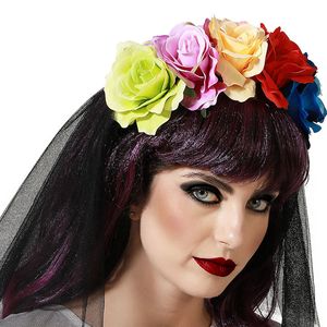 Halloween/horror verkleed diadeem/tiara/bloemenkrans - zombie/heks/lady - kunststof - dames/meisjes