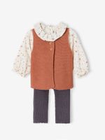 3-delige babyset legging + vestje + blouse terracottategel