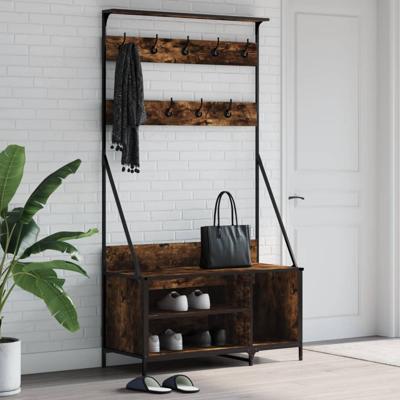 VidaXL Kledingrek met schoenenrek 100x41x184 cm gerookt eikenkleurig