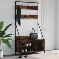 VidaXL Kledingrek met schoenenrek 100x41x184 cm gerookt eikenkleurig